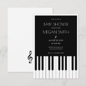 Invitation Piano de musique baby shower noir et blanc (Devant / Derrière)