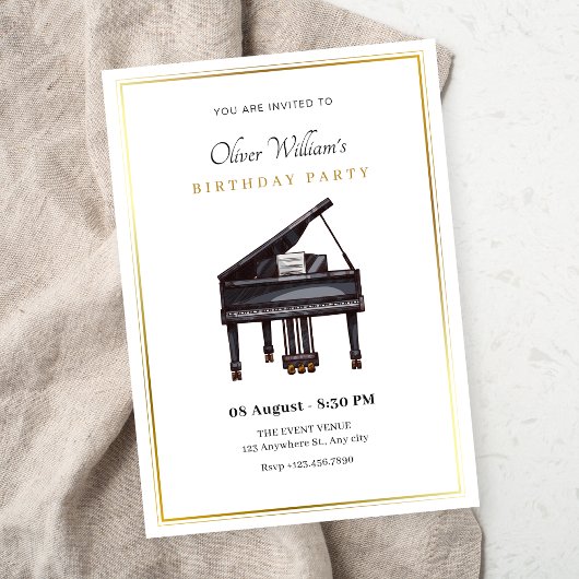 Invitation Piano élégant anniversaire