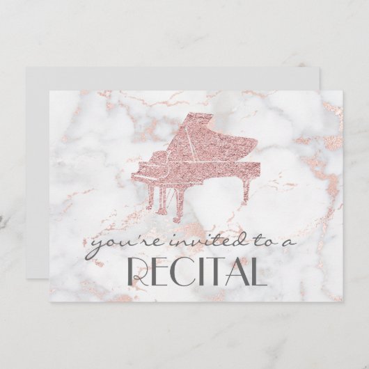 Invitation piano élégant récital (Devant / Derrière)