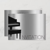 Invitation Piano Hause Concert Minimalisme Vip Black Aqua (Devant / Derrière)