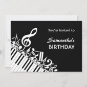 Invitation Piano Keys Black White Music Notes (Devant)