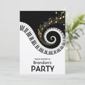 Invitation Piano Keys et Gold Music Notes Party (Debout devant)