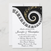 Invitation Piano Keys et Golden Musical Notes Mariage (Dos)