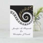 Invitation Piano Keys et Golden Musical Notes Mariage (Debout devant)
