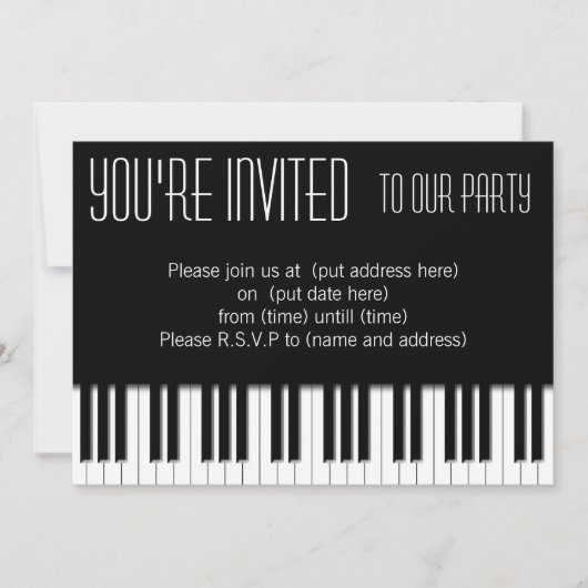 Invitation Piano Keys noir blanc (Devant)