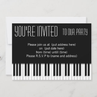 Invitation Piano Keys noir blanc
