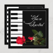 Invitation Piano Keys/Red Roses (Devant / Derrière)