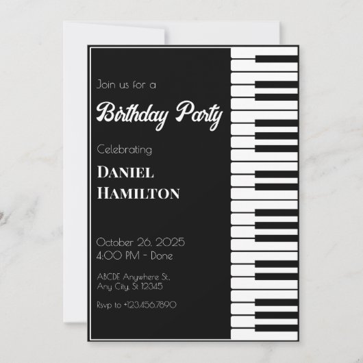 Invitation Piano moderne  (Devant)
