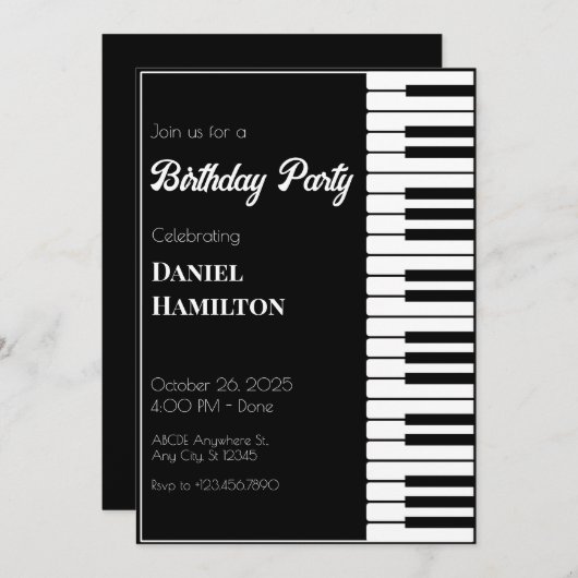 Invitation Piano moderne  (Devant / Derrière)