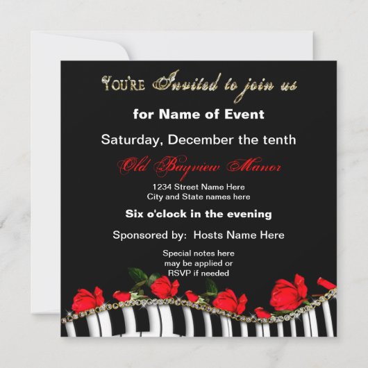 Invitation Piano/Mujsical - Polyvalent (Dos)