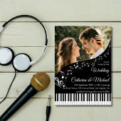 Invitation Piano Music Black & White Photo QR Code Mariage