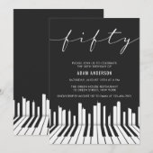 Invitation Piano Noir et Blanc 50e anniversaire (Devant / Derrière)