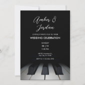 Invitation Piano noir moderne simple mariage (Devant)