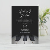Invitation Piano noir moderne simple mariage (Debout devant)