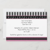 Invitation Piano noir rose Thème Sweet 16 Anniversaire (Dos)