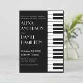 Invitation Piano tut noir et blanc Mariage (Debout devant)