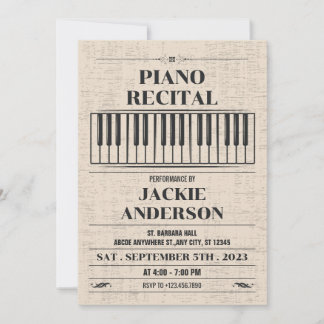 Invitation piano vintage