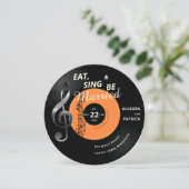 Invitation Piano Vinyl Musique Thème Treble Clé Noir Mariage (Debout devant)