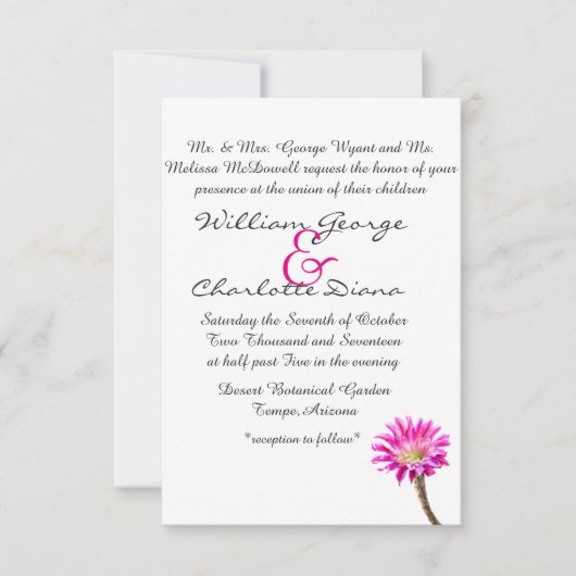 Invitation Piazza rose fleur de cactus en fleur (Devant)