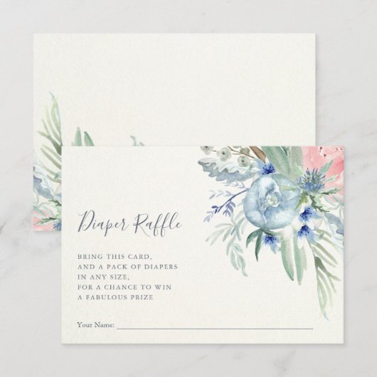 Invitation Pic bleu et rose| Raffle de couche de Baby shower (Devant / Derrière)