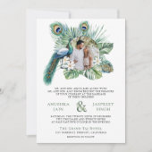 Invitation Pic indien tropical Floral en un seul Mariage (Devant)