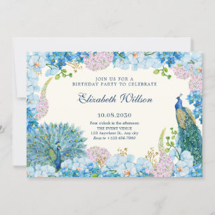Invitation Pic orchidée de fleurs bleues anniversaire