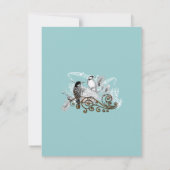 Invitation Pichette romantique bleu poussiéreux Oiseaux de l' (Dos)