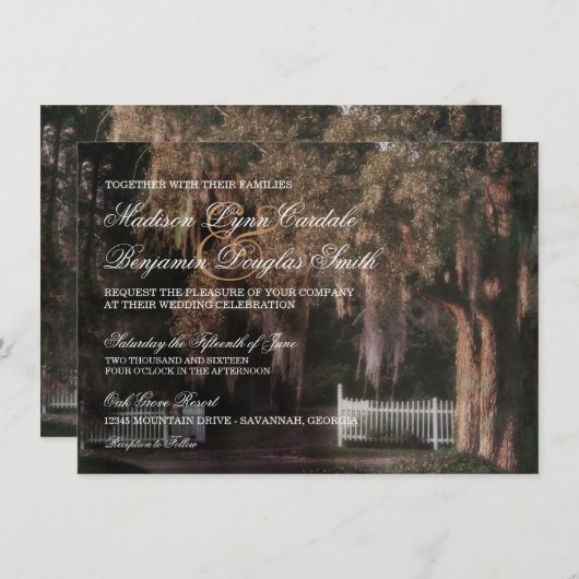 Invitation Picket de chêne rustique clôture mariage Invitatio (Devant / Derrière)