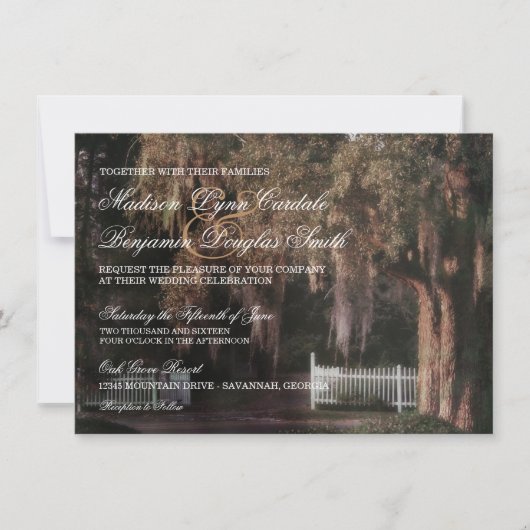 Invitation Picket de chêne rustique clôture mariage Invitatio (Devant)
