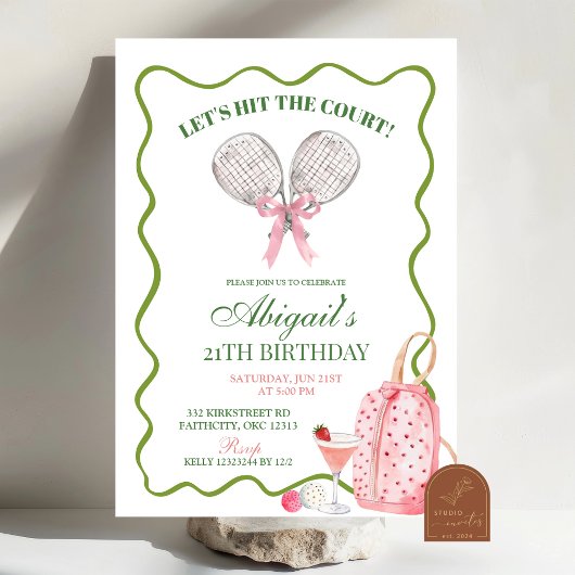 Invitation Pickle Ball et Cocktails Thème sportif Anniversair