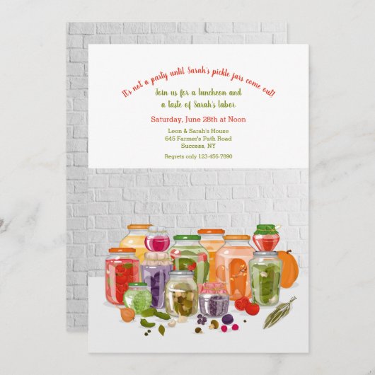 Invitation Pickle Jars (Devant / Derrière)