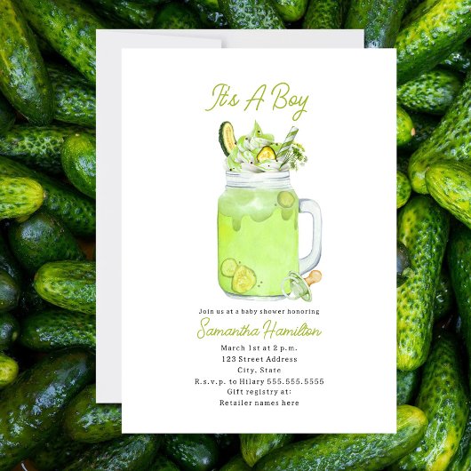 Invitation Pickle Milkshake Boy Baby shower