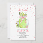 Invitation Pickle Milkshake Pink Bow Girl Baby shower (Devant)