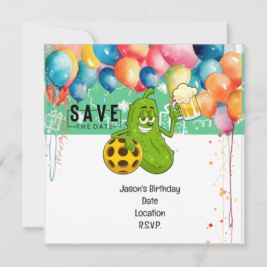 Invitation Pickleball Anniversaire Enregistrer la date pour l (Devant)