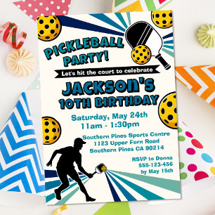 Invitation Pickleball Anniversaire Fête Retro Joueurs Vintage