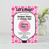 Invitation Pickleball Anniversaire fête rose blanc photo (Debout devant)