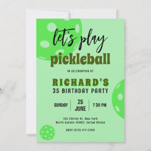 Invitation Pickleball Anniversaire Green Pickleball Sports Pa