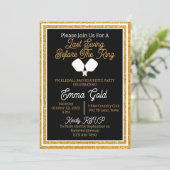 Invitation Pickleball Bachelorette Party Black & Gold Parties (Debout devant)