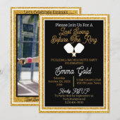 Invitation Pickleball Bachelorette Party Black & Gold Parties (Devant / Derrière)