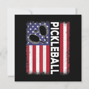Invitation Pickleball Drapeau Américain Drôle Amateur de Pick