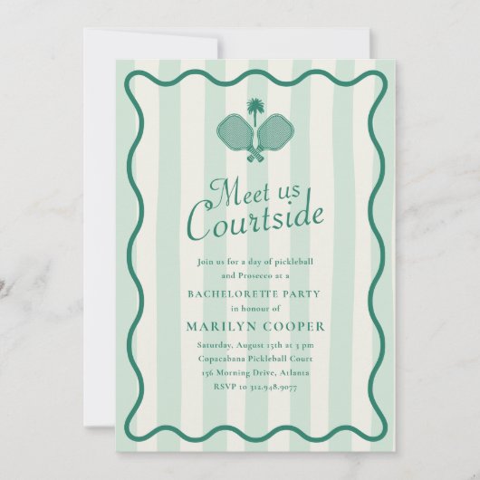 Invitation Pickleball esthétique Élégante Bachelorette Party (Devant)