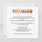 Invitation Pickleball fête anniversaire (Dos)