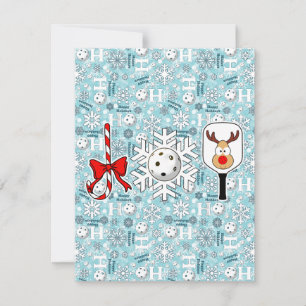 Invitation Pickleball Joie Noël Fête boules de neige Icy Blue