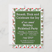 Invitation Pickleball Joie Noël Party Père Noël Paddles (Dos)