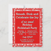Invitation Pickleball Joie Noël Party Red and White Père Noël (Dos)