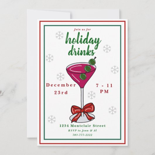 Invitation Pickleball Martini Noël (Devant)