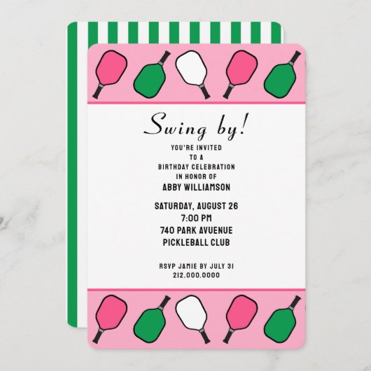 Invitation Pickleball Party (Devant / Derrière)