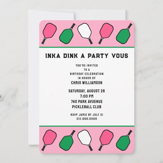 Invitation Pickleball Party (Devant)