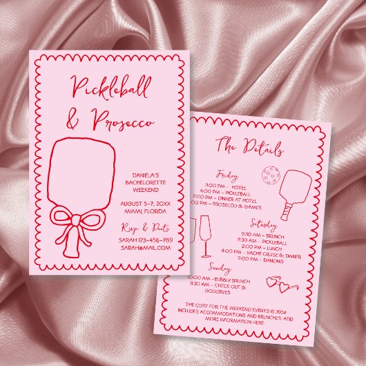 Invitation Pickleball & Prosecco Bachelorette main tiré