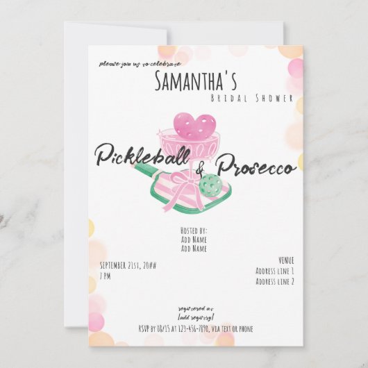 Invitation Pickleball & Prosecco Fête des mariées des couples (Devant)